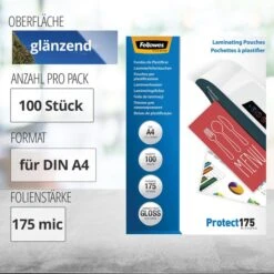 Fellowes Laminierfolien 53087, DIN A4, 175 Mic, Glänzend, 100 Stück 5 Fellowes Laminierfolien 53087, DIN A4, 175 Mic, Glänzend, 100 Stück -Leitz Shop 01331584aad20e4c4590db76605066e13bda9334 laminierfolien fellowes 53087 din a4