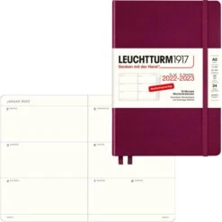 Leuchtturm1917 Buchkalender Wochenkalender, 1 Woche Auf 2 Seiten, Hardcover, Port RedA5