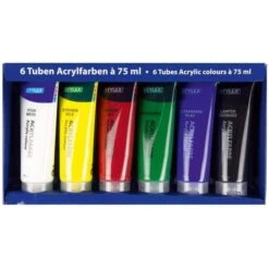 Stylex Acrylfarben 28653, 6 Farben Je 75ml, In Tuben
