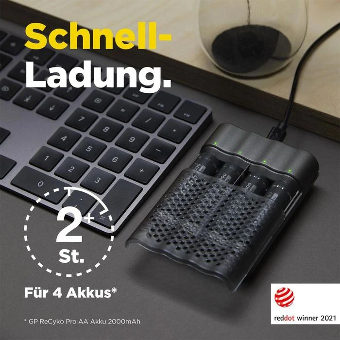 GP Akku-Ladegerät Batteries P461, Für 4 NiMH, Mit USB, Inkl. 4 Akkus 4 GP Akku-Ladegerät Batteries P461, Für 4 NiMH, Mit USB, Inkl. 4 Akkus – Bild 2
