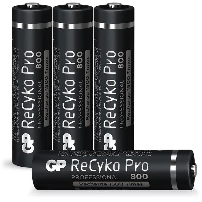 GP Akkus Batteries ReCyko Pro AAA, 800 MAh, Micro, R3, HR03, NiMH, 4 Stück 4 GP Akkus Batteries ReCyko Pro AAA, 800 MAh, Micro, R3, HR03, NiMH, 4 Stück – Bild 2