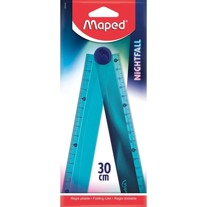 Maped Lineal Nightfall, 15/30 Cm, Klappbar, Kunststoff, Blau Transparent 4 Maped Lineal Nightfall, 15/30 Cm, Klappbar, Kunststoff, Blau Transparent – Bild 2