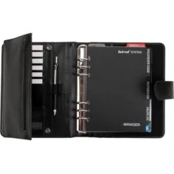 Bind Systemplaner T 501, Manager, Schwarz, Echt Leder, A5