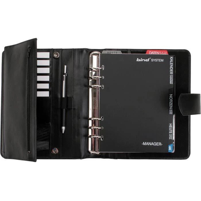 Bind Systemplaner T 501, Manager, Schwarz, Echt Leder, A5 3 Bind Systemplaner T 501, Manager, Schwarz, Echt Leder, A5