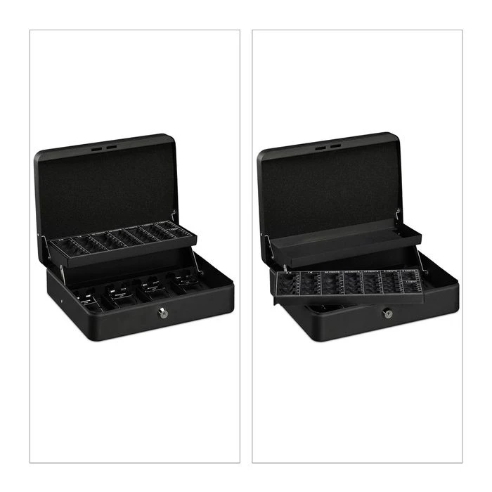 Relaxdays Geldkassette 10030697, Schwarz, 30,5 X 8,5 X 24,5 Cm, 8 Münzfächer 6 Relaxdays Geldkassette 10030697, Schwarz, 30,5 X 8,5 X 24,5 Cm, 8 Münzfächer – Bild 4