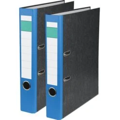 Grüner Balken Ordner A4, Schmal, 5cm, Blau, Karton, Wolkenmarmor