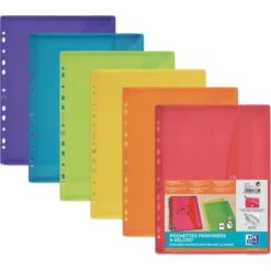 Oxford Dokumententasche 400099574, A4, Abheftbar, Für 50 Blatt, Farbig Sortiert, 6 Stück