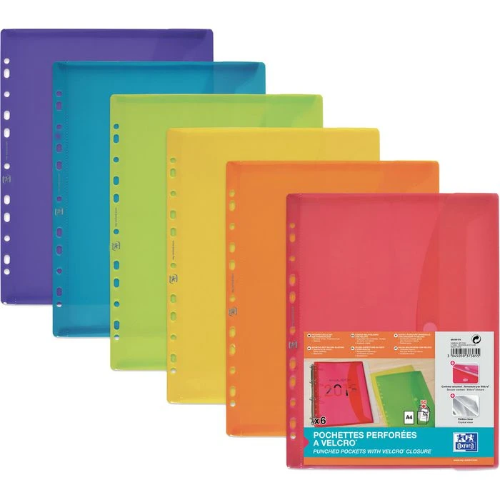 Oxford Dokumententasche 400099574, A4, Abheftbar, Für 50 Blatt, Farbig Sortiert, 6 Stück 3 Oxford Dokumententasche 400099574, A4, Abheftbar, Für 50 Blatt, Farbig Sortiert, 6 Stück