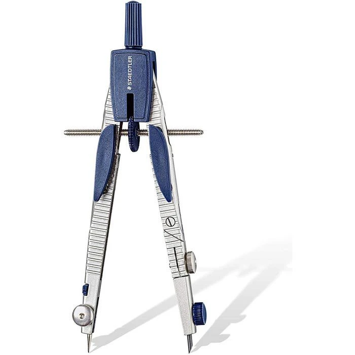 Staedtler Zirkel 553 01 Noris Club, 3-teilig, Schnellverstellzirkel, Grau/blau, Mit Stifthalter 4 Staedtler Zirkel 553 01 Noris Club, 3-teilig, Schnellverstellzirkel, Grau/blau, Mit Stifthalter – Bild 2