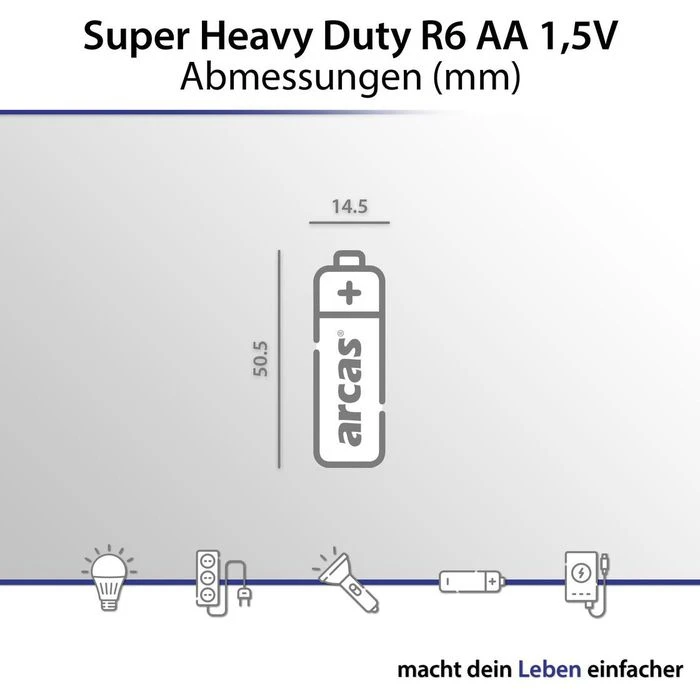 Arcas Batterien Super Heavy Duty, AA, Mignon, R6, 4 Stück 7 Arcas Batterien Super Heavy Duty, AA, Mignon, R6, 4 Stück – Bild 5