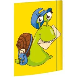 RNK Postmappe 46330 Schneckenpost, A4, Gelb, Aus Karton, 3 Einschlagklappen, Gummizug, 3 Stück