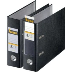 Bene Ordner 293000SW, PP, A5 Quer, 7,5cm, Kunststoffordner, Schwarz