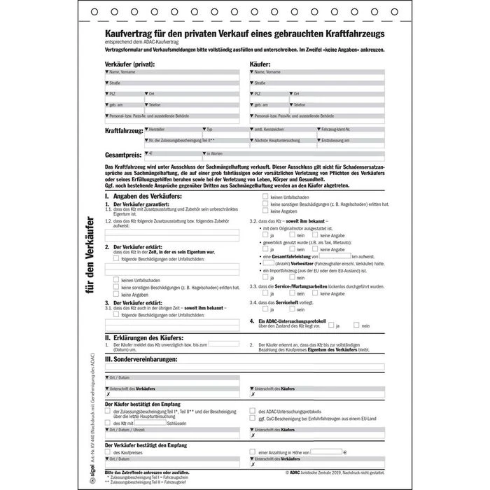 Sigel Kaufvertrag KV440 Für Gebrauchtes Kfz, A4, 1 X 4 Blatt, Selbstdurchschreibend 5 Sigel Kaufvertrag KV440 Für Gebrauchtes Kfz, A4, 1 X 4 Blatt, Selbstdurchschreibend – Bild 3
