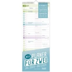 Häfft Familienplaner Planer Für Zwei, 18 Monate, 1 Monat 1 Seite, Mit 3 Spalten, 17x42cm