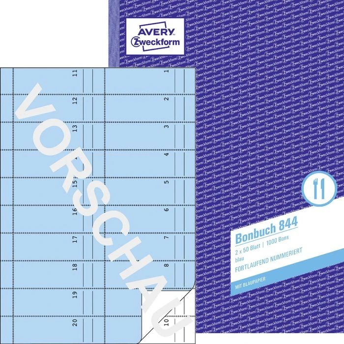 Zweckform Bonbuch 844, Fortlaufend Nummeriert, A4-Block Mit 1000 Bons, Blau/weiß 3 Zweckform Bonbuch 844, Fortlaufend Nummeriert, A4-Block Mit 1000 Bons, Blau/weiß