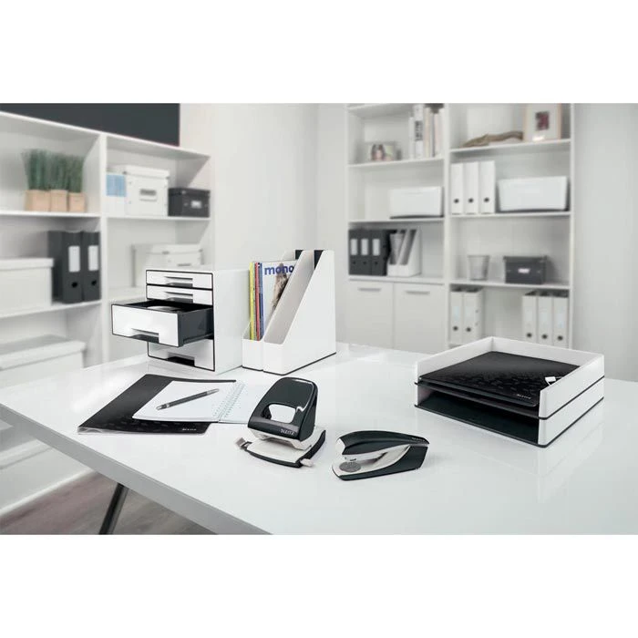 Leitz Schubladenbox 5252-20-01, WOW Cube, A4, Kunststoff, 4 Fächer, Geschlossen, Schwarz / Weiß 6 Leitz Schubladenbox 5252-20-01, WOW Cube, A4, Kunststoff, 4 Fächer, Geschlossen, Schwarz / Weiß – Bild 4