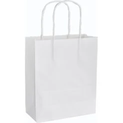 Folia Tragetaschen Weiß, 18 X 21cm, Papiertüten Mit Henkel, 20 Stück