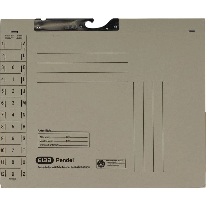 Elba Pendelhefter 100570021, A4, Grau, Amtsheftung, 320 G/m² Karton, Mit Tasche, 50 Stück 7 Elba Pendelhefter 100570021, A4, Grau, Amtsheftung, 320 G/m² Karton, Mit Tasche, 50 Stück – Bild 5