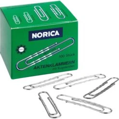 Alco Büroklammern 2262, Norica, 77mm, Silber, Aktenklammern, Mit Kugelenden, Gewellt, 100 Stück