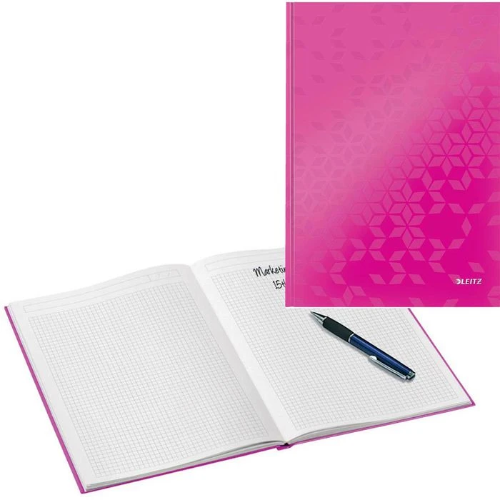 Leitz Notizbuch WOW 46261023, Kariert, A4, 80 Blatt, Pink, Fester Kartoneinband 3 Leitz Notizbuch WOW 46261023, Kariert, A4, 80 Blatt, Pink, Fester Kartoneinband