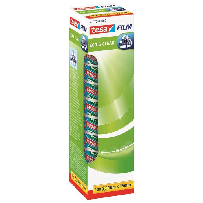 Tesa Klebeband 57070, Eco & Clear, 15mm X 10m, KernØ 26mm, Transparent, 10 Stück 3 Tesa Klebeband 57070, Eco & Clear, 15mm X 10m, KernØ 26mm, Transparent, 10 Stück