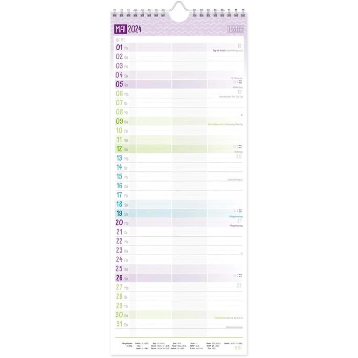 Häfft Familienplaner Planer Für Zwei, 18 Monate, 1 Monat 1 Seite, Mit 3 Spalten, 17x42cm 4 Häfft Familienplaner Planer Für Zwei, 18 Monate, 1 Monat 1 Seite, Mit 3 Spalten, 17x42cm – Bild 2