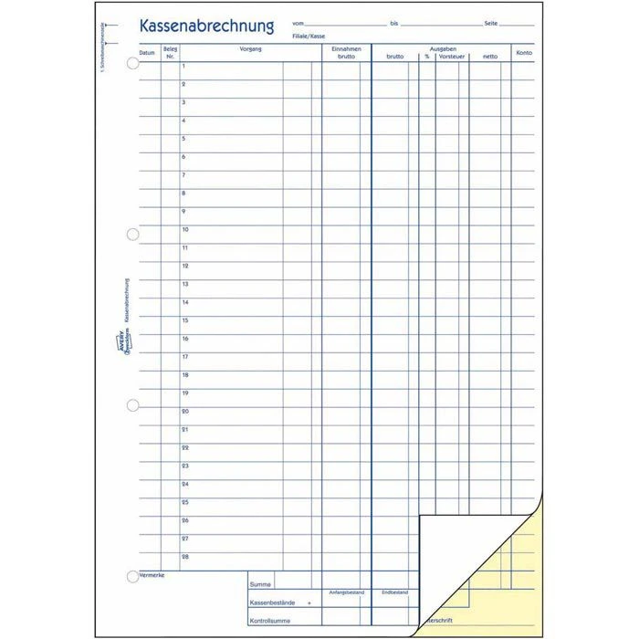 Avery Zweckform 427 Kassenabrechnung A4 2x50Blatt 4 Avery Zweckform 427 Kassenabrechnung A4 2x50Blatt – Bild 2