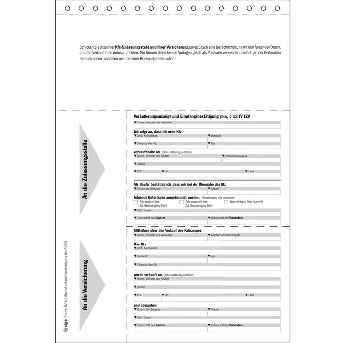 Sigel Kaufvertrag KV440 Für Gebrauchtes Kfz, A4, 1 X 4 Blatt, Selbstdurchschreibend 6 Sigel Kaufvertrag KV440 Für Gebrauchtes Kfz, A4, 1 X 4 Blatt, Selbstdurchschreibend – Bild 4