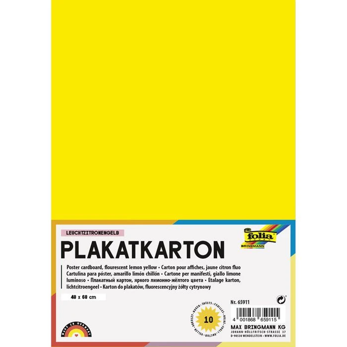 Folia Fotokarton 65911 Plakatkarton, 48 X 68 Cm, Leuchtzitronengelb, 380g/m², 10 Blatt 3 Folia Fotokarton 65911 Plakatkarton, 48 X 68 Cm, Leuchtzitronengelb, 380g/m², 10 Blatt