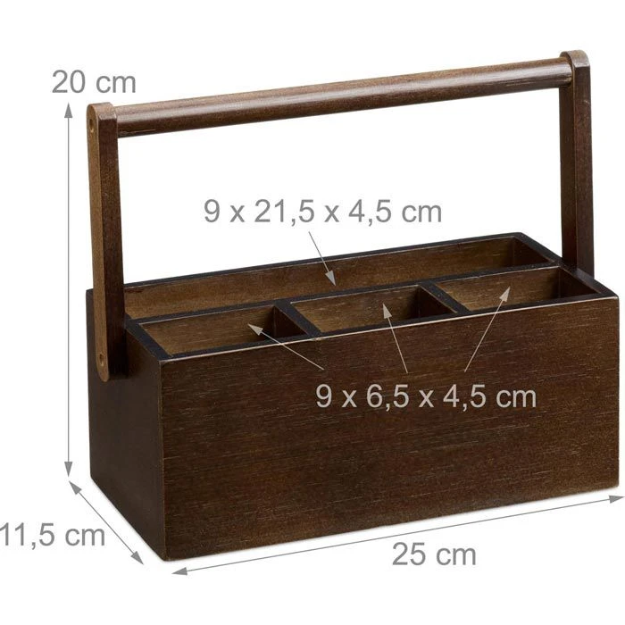 Relaxdays Tisch-Organizer 10023249, Bambus, Holz, 4 Fächer, Mit Tragegriff, Dunkelbraun 4 Relaxdays Tisch-Organizer 10023249, Bambus, Holz, 4 Fächer, Mit Tragegriff, Dunkelbraun – Bild 2