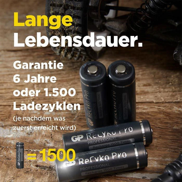 GP Akkus Batteries ReCyko Pro AAA, 800 MAh, Micro, R3, HR03, NiMH, 4 Stück 5 GP Akkus Batteries ReCyko Pro AAA, 800 MAh, Micro, R3, HR03, NiMH, 4 Stück – Bild 3