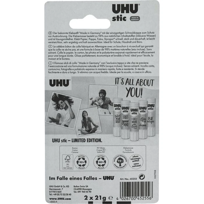 UHU® UHU Klebestift Pastell Edition, 21g, 2 Stück, Ohne Lösungsmittel, Permanent 8 UHU® UHU Klebestift Pastell Edition, 21g, 2 Stück, Ohne Lösungsmittel, Permanent – Bild 6