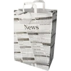 Papstar Tragetaschen Newsprint, Weiß, 32 X 44cm, Papiertüten Mit Henkel, 50 Stück