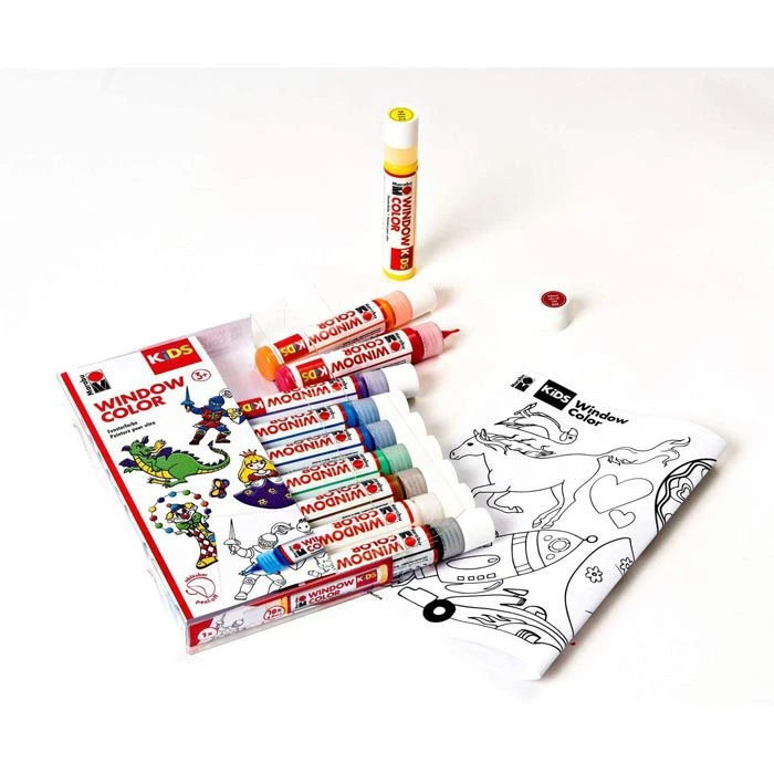 Marabu Fenstermalfarben Kids, Window Color Set, 10 Farben A 25ml, Inklusive Malvorlage – Bild 3