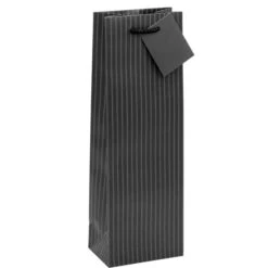 Böttcher-AG Geschenktüte Nadelstreifen, Flaschentüte, 12 X 36 Cm, Schwarz