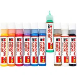 Marabu Fenstermalfarben Kids, Window Color Set, 10 Farben A 25ml, Inklusive Malvorlage -Leitz Shop 847e1635473d6e3c4656fed511141e886edf235f fenstermalfarben marabu kids window color set