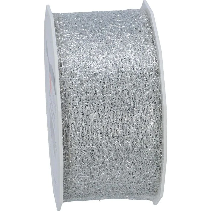 Präsent Geschenkband Metallic Lace, Silber, Stoffband, 40mm X 20m, Metallic, Glitzernd 3 Präsent Geschenkband Metallic Lace, Silber, Stoffband, 40mm X 20m, Metallic, Glitzernd