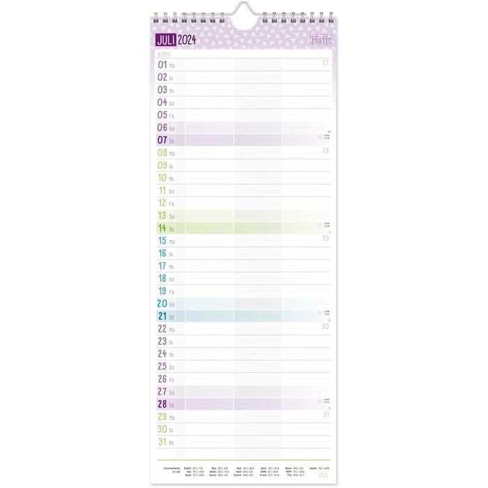 Häfft Familienplaner Planer Für Zwei, 18 Monate, 1 Monat 1 Seite, Mit 3 Spalten, 17x42cm 6 Häfft Familienplaner Planer Für Zwei, 18 Monate, 1 Monat 1 Seite, Mit 3 Spalten, 17x42cm – Bild 4