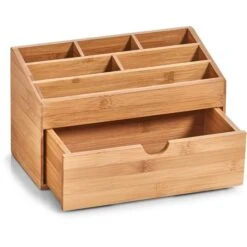 Zeller Tisch-Organizer 25386, Bambus, Holz, 6 Fächer Und 1 Schublade, Braun