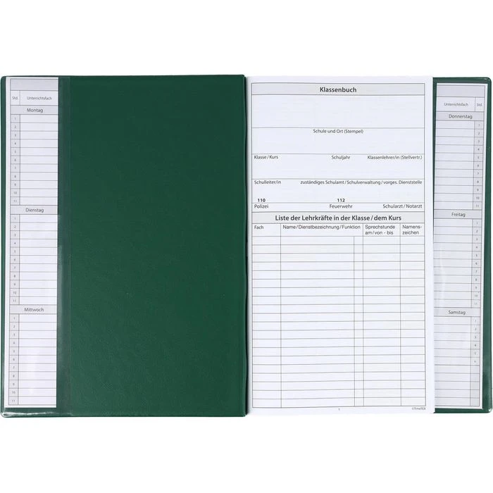 TimeTex Klassenbuch 10564, Für Alle Schulformen, PU-Hardcover, Grün 5 TimeTex Klassenbuch 10564, Für Alle Schulformen, PU-Hardcover, Grün – Bild 3