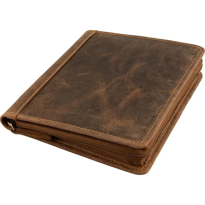 Greenburry Schreibmappe Vintage 1633-25, A5, Braun, Echt Leder, Mit Reißverschluss – Bild 2