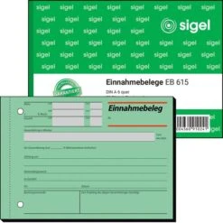 Sigel EB 615 Einnahmebelege A6 Quer 50 Blatt Grün