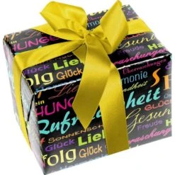 Susy-Card Geschenkpapier 40028422 Wishes, Schwarz / Bunte Schrift, 70cm X 2m