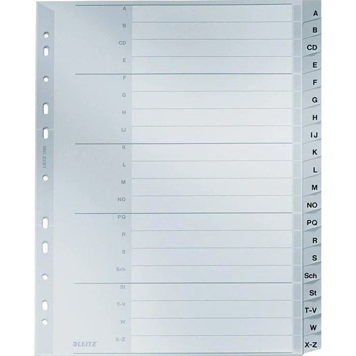 Leitz 1260-00-00 Register Kunststoff, A-Z, A4 Überbreite, 20-teilig, Grau 3 Leitz 1260-00-00 Register Kunststoff, A-Z, A4 Überbreite, 20-teilig, Grau
