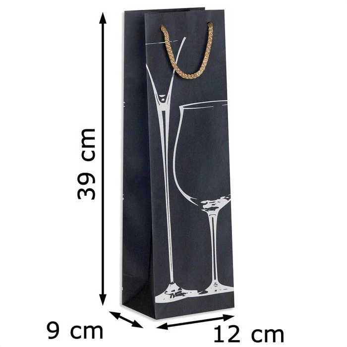 Zöwie Geschenktüte 33043 Glass Of Wine, Flaschentüte, 12 X 39cm, Schwarz 4 Zöwie Geschenktüte 33043 Glass Of Wine, Flaschentüte, 12 X 39cm, Schwarz – Bild 2
