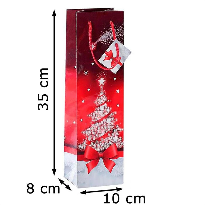 Sigel Geschenktüte GT024 Sparkling Tree, Flaschentüte, 10 X 35cm, Rot, 5 Stück 7 Sigel Geschenktüte GT024 Sparkling Tree, Flaschentüte, 10 X 35cm, Rot, 5 Stück – Bild 5