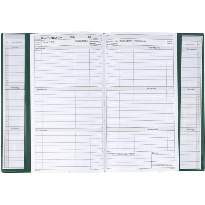 TimeTex Klassenbuch 10564, Für Alle Schulformen, PU-Hardcover, Grün 4 TimeTex Klassenbuch 10564, Für Alle Schulformen, PU-Hardcover, Grün – Bild 2