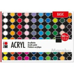 Marabu Acrylfarben 1210000000207 Set Basic, 80 Farben Je 3,5ml, Einsteigerset, In Näpfchen