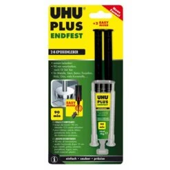 UHU® UHU 2-Komponentenkleber Plus Endfest, 15g, 2-K-Epoxidkleber, Doppelkammerspritze Mit Mischer