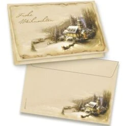 Tatmotive Weihnachtskarte Winteridylle, A6, Klappkarte, Mit Umschlag, 16 Stück